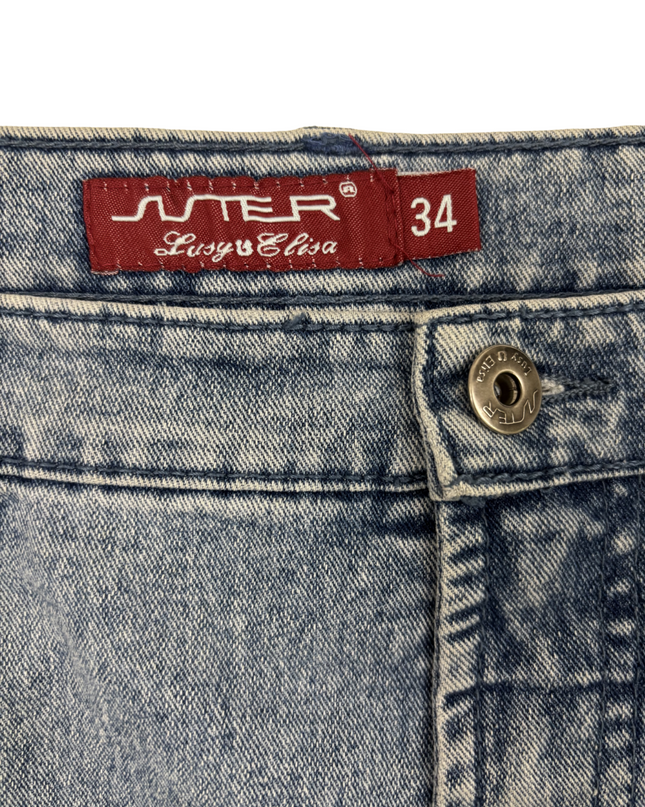 Suter Lusy & Elisa Light Wash Embroidered Denim Midi Skirt  - XL | Waist: 34"