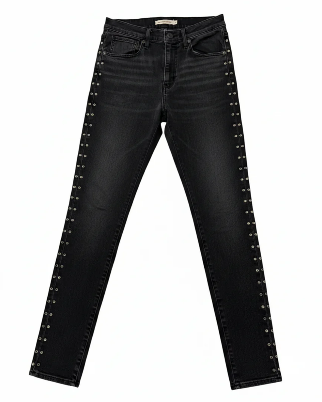 Levi's Black Mile High Super Skinny Studded Jeans