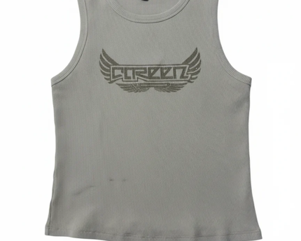H&M DIVIDED Grey Graphic Ribbed Tank Top