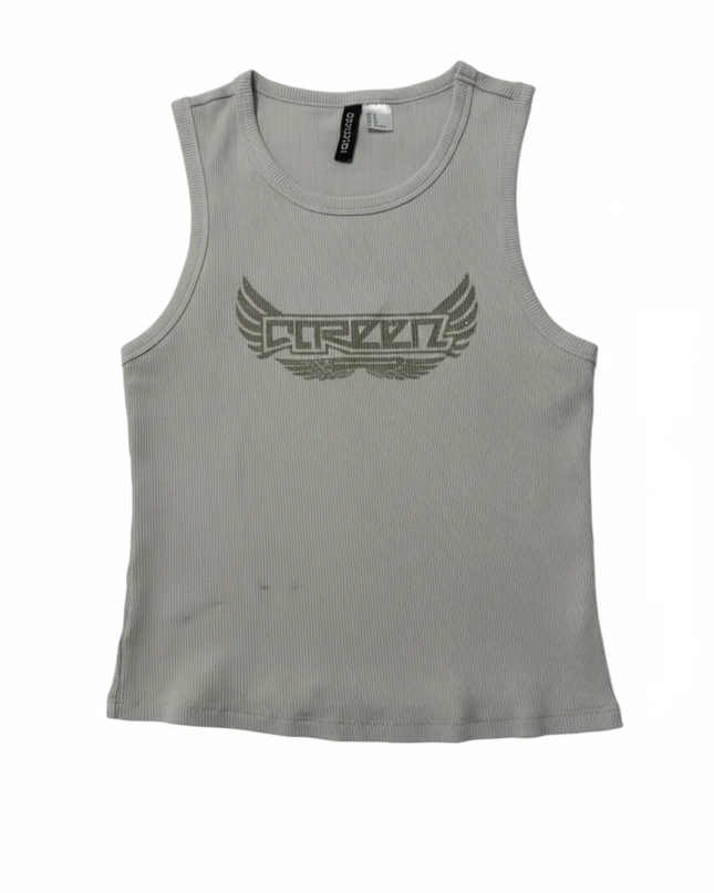 H&M DIVIDED Grey Graphic Ribbed Tank Top
