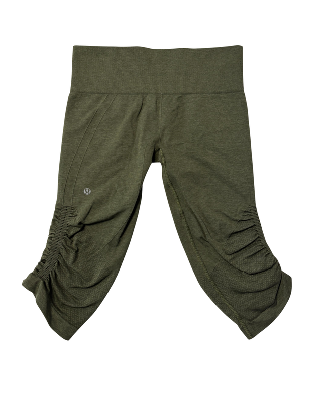 Lululemon Green Ruched Seamless Cropped Leggings