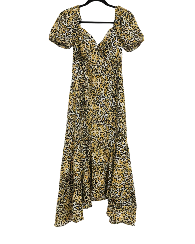 PrettyLittleThing Leopard Print Puff Sleeve Midi Dress