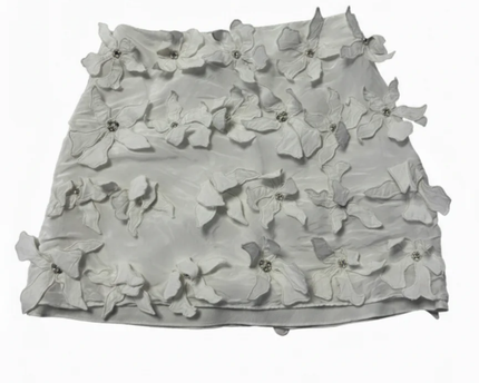 Zara White 3D Floral Applique Mini Skirt