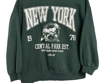 Bershka Green New York Graphic Sweatshirt