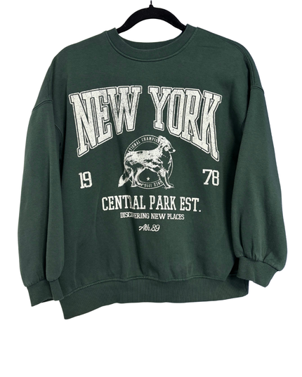 Bershka Green New York Graphic Sweatshirt