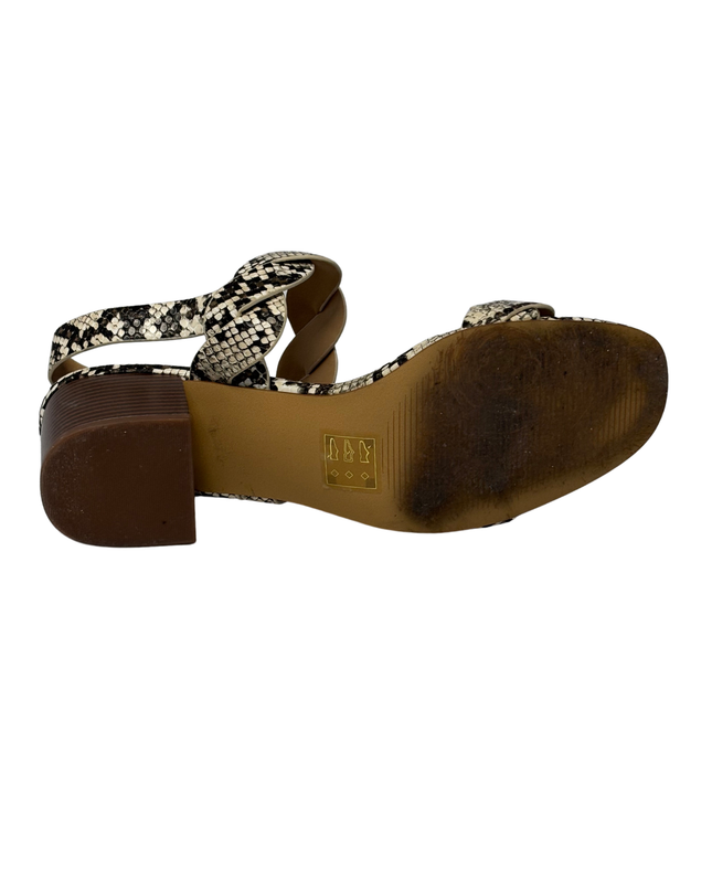 Market & Spruce Snakeskin Braided Block Heel Sandals