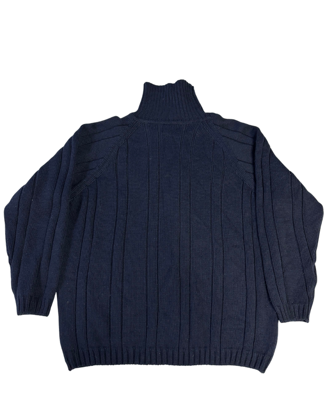 Lacoste Navy Ribbed Cable Knit Turtleneck Sweater