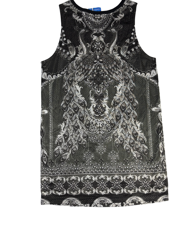 Adidas Black/White Paisley Mesh Basketball Style Tank Top