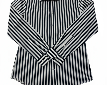H&M Black/White Striped Slim Fit Long Sleeve Shirt