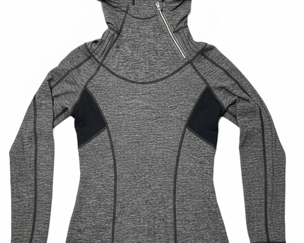 Lululemon Grey Heathered Asymmetrical Zip Running Hoodie