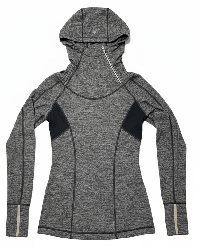 Lululemon Grey Heathered Asymmetrical Zip Running Hoodie