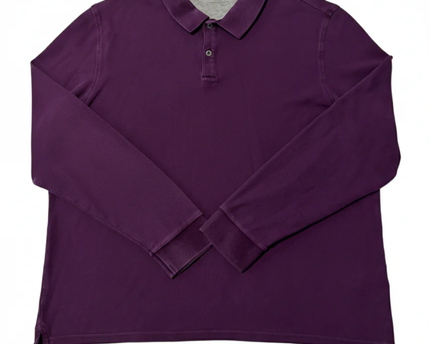 M&S Purple Long Sleeve Cotton Polo Shirt