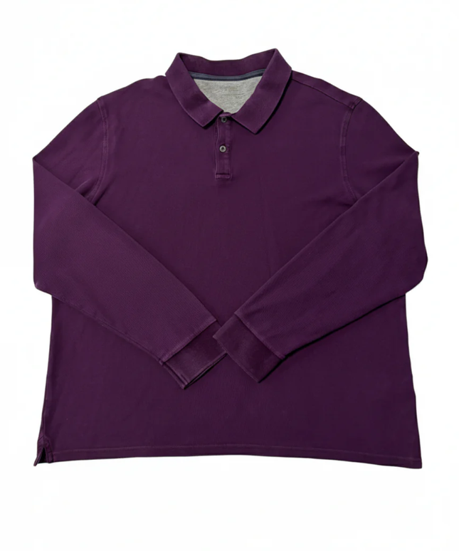 M&S Purple Long Sleeve Cotton Polo Shirt