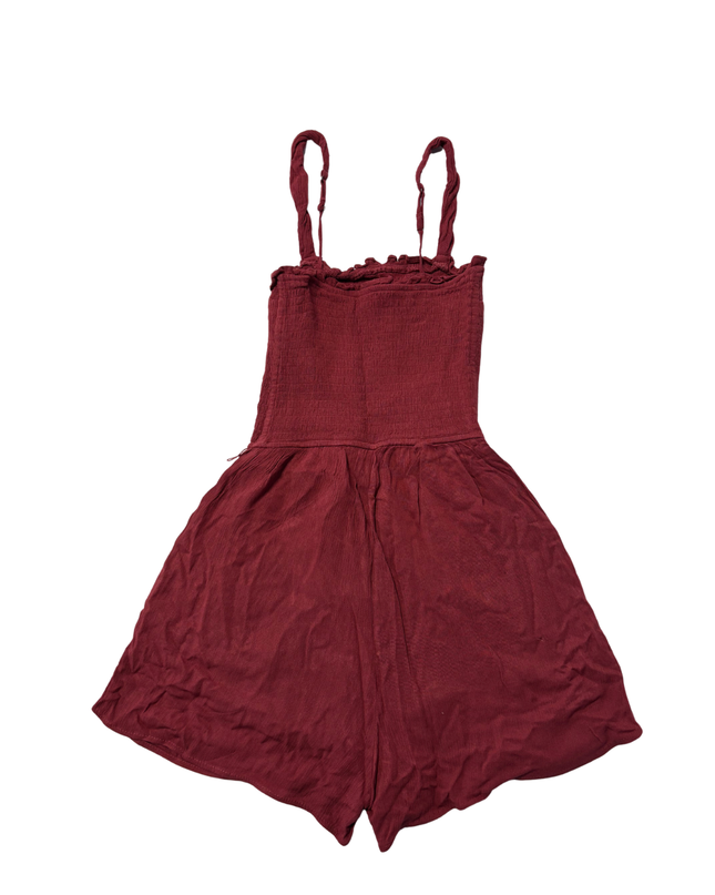 Abercrombie & Fitch Red Smocked Sleeveless Romper