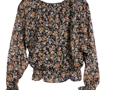 American Eagle Floral Smocked Long Sleeve Blouse