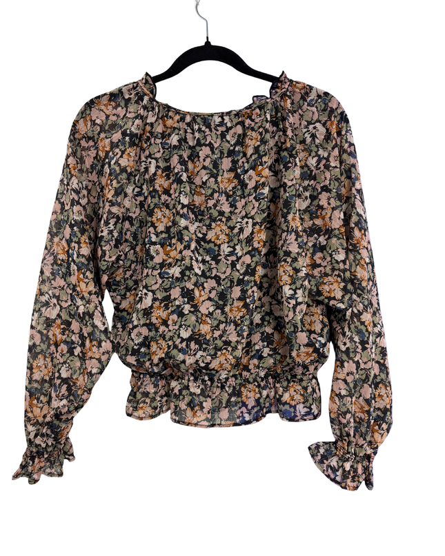 American Eagle Floral Smocked Long Sleeve Blouse