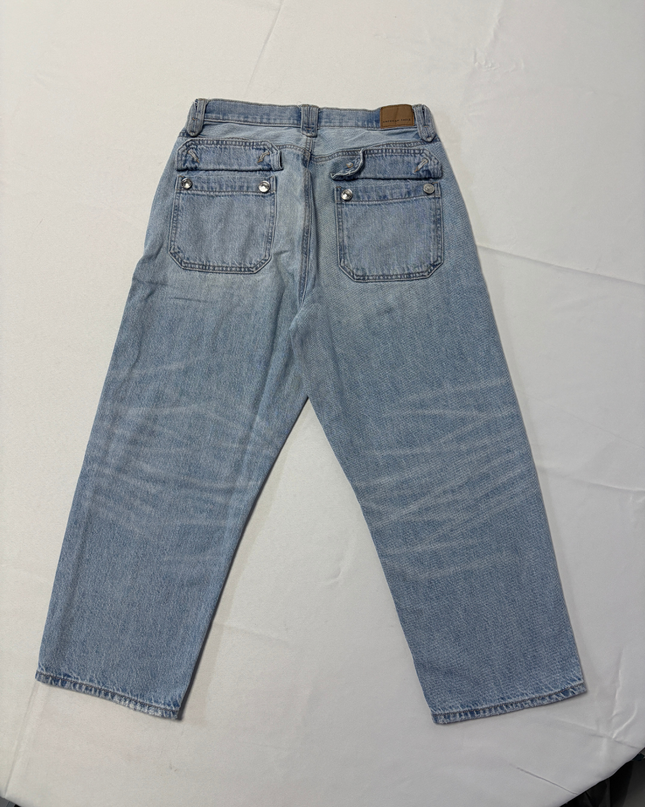 American Eagle Blue High-Rise Wide Leg Patch Pocket Jeans