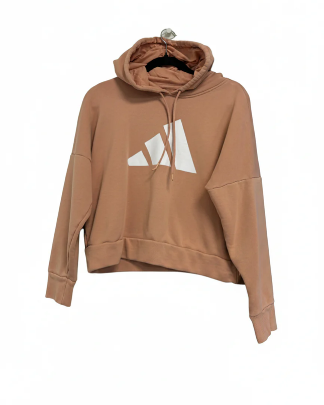 Adidas Peach Cropped Graphic Logo Hoodie