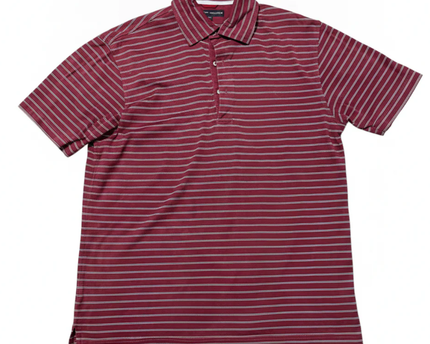 Tommy Hilfiger Burgundy Striped Mercerized Cotton Polo Shirt