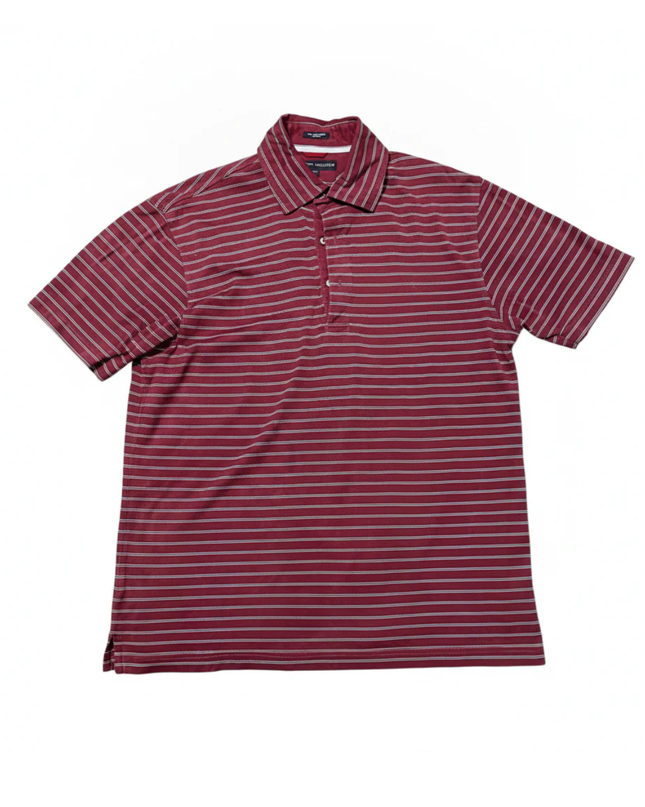 Tommy Hilfiger Burgundy Striped Mercerized Cotton Polo Shirt