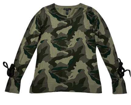 INC International Concepts Camouflage Lace-Up Sleeve Sweater