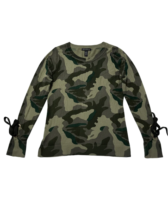 INC International Concepts Camouflage Lace-Up Sleeve Sweater