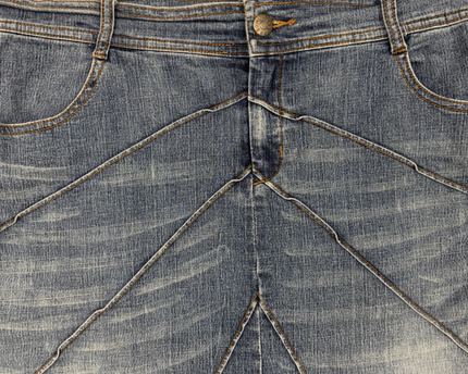 Supre Medium Wash Panelled Denim Mini Skirt - XL | Waist: 34"