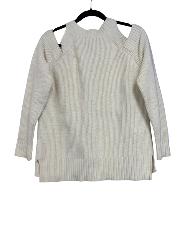 INC International Concepts Off-White Embellished Cold-Shoulder Sweater