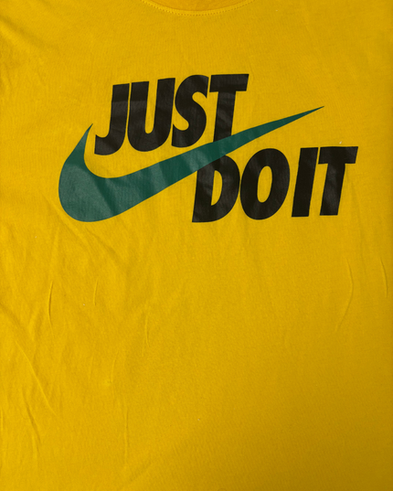 Nike Just Do It Yellow Graphic Swoosh T-Shirt - M