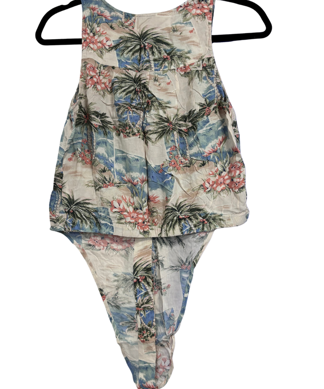American Eagle Multicolor Tropical Print Button-Front Bodysuit