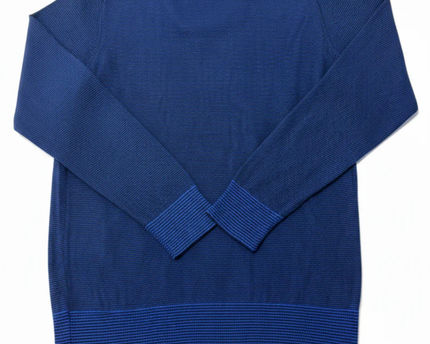Burberry London Blue V-Neck Striped Cotton Sweater