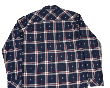 Hilfiger Denim Navy Blue Plaid Long Sleeve Button-Down Shirt