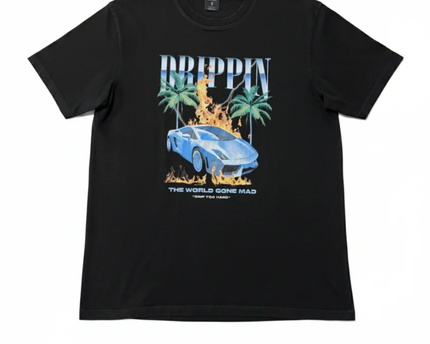 BLACK SQUAD Black Graphic T-Shirt - Drippin Sports Car Print
