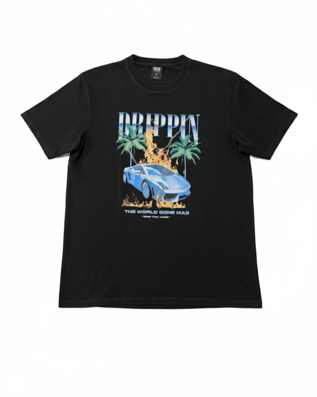 BLACK SQUAD Black Graphic T-Shirt - Drippin Sports Car Print