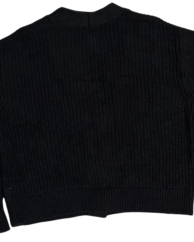 H&M Black Rib-Knit V-Neck Cropped Cardigan