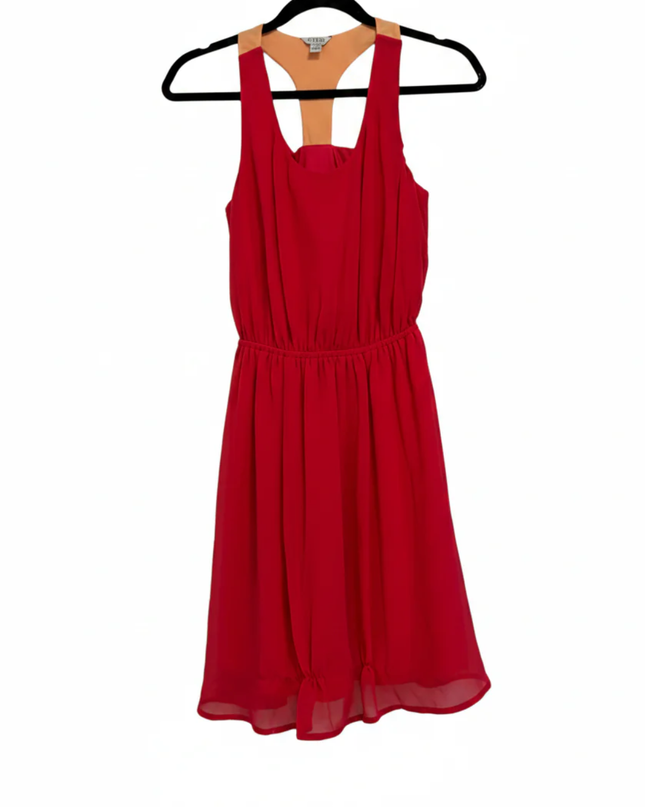 Guess Red Sleeveless Chiffon Mini Dress