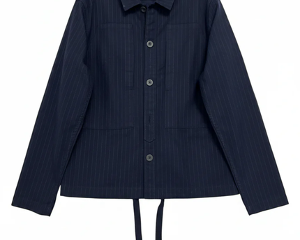 Stradivarius Navy Blue Pinstripe Utility Shirt Jacket