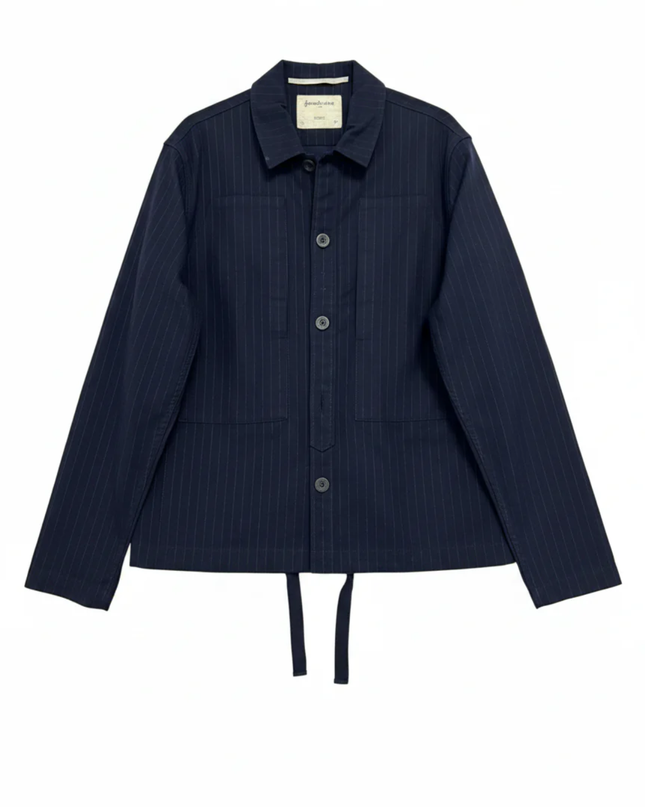 Stradivarius Navy Blue Pinstripe Utility Shirt Jacket