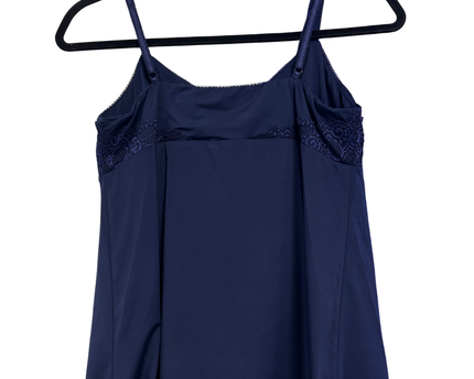 La Vie en Rose Navy Blue Lace Trim Cami Top