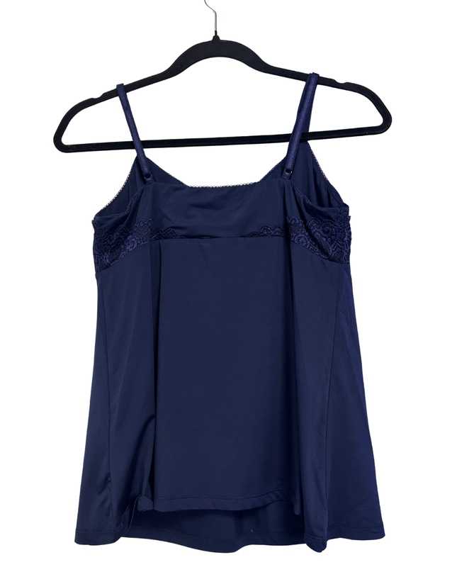 La Vie en Rose Navy Blue Lace Trim Cami Top