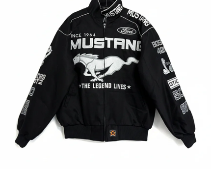 Reworked Black Ford Mustang NASCAR Racing Jacket