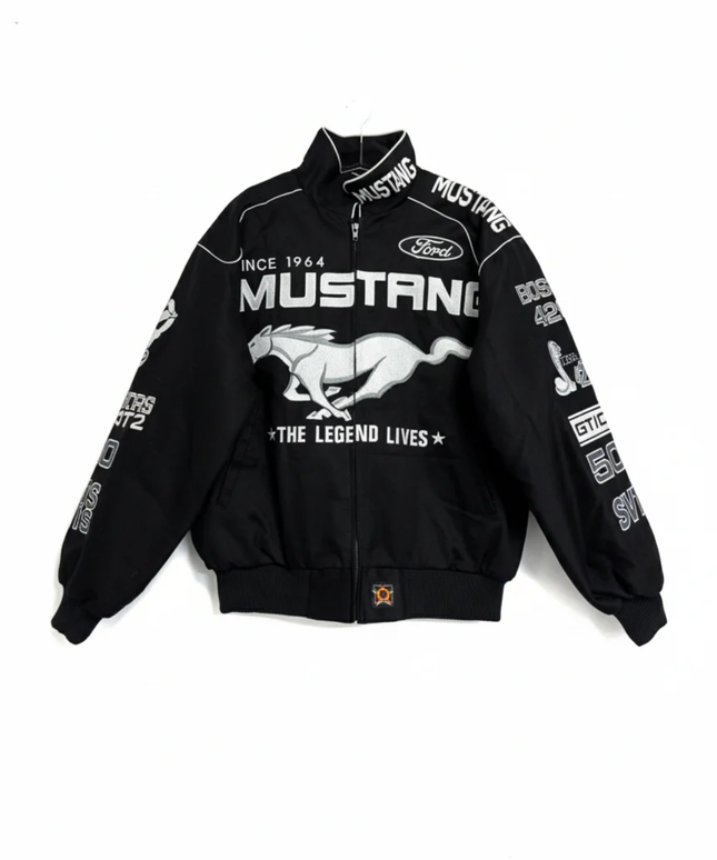 Reworked Black Ford Mustang NASCAR Racing Jacket