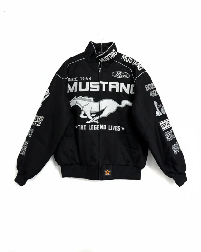 Reworked Black Ford Mustang NASCAR Racing Jacket
