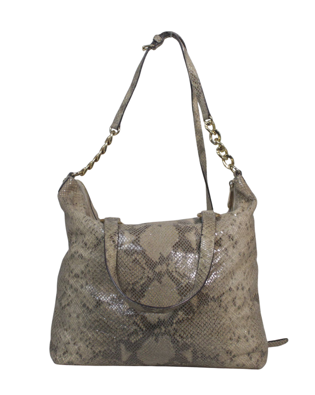Michael Kors Beige Snakeskin Embossed Shoulder Bag