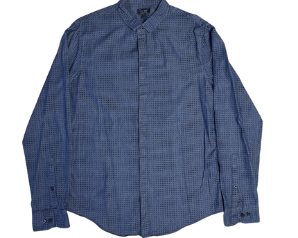 Armani Jeans Navy Micro Print Long Sleeve Shirt