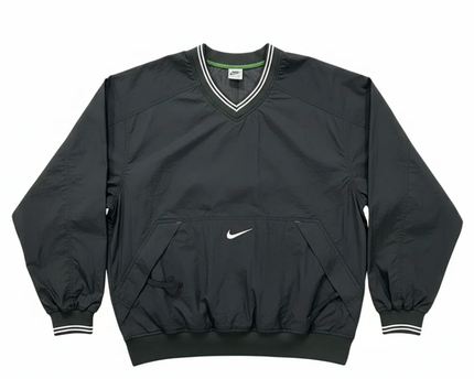 Nike Black Vintage V-Neck Windbreaker Pullover Jacket