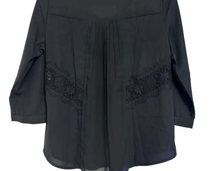American Eagle Black Lace Detail Henley Blouse