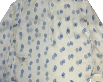 Hollister White/Blue Abstract Print Button-Down Blouse