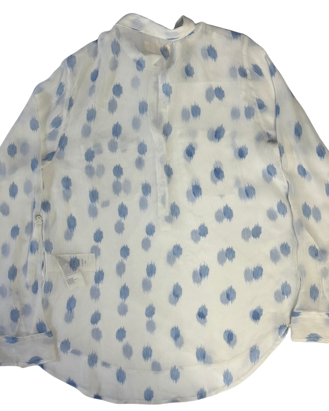 Hollister White/Blue Abstract Print Button-Down Blouse
