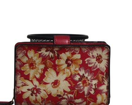 Coach Red Floral Print Medium Compact Wallet